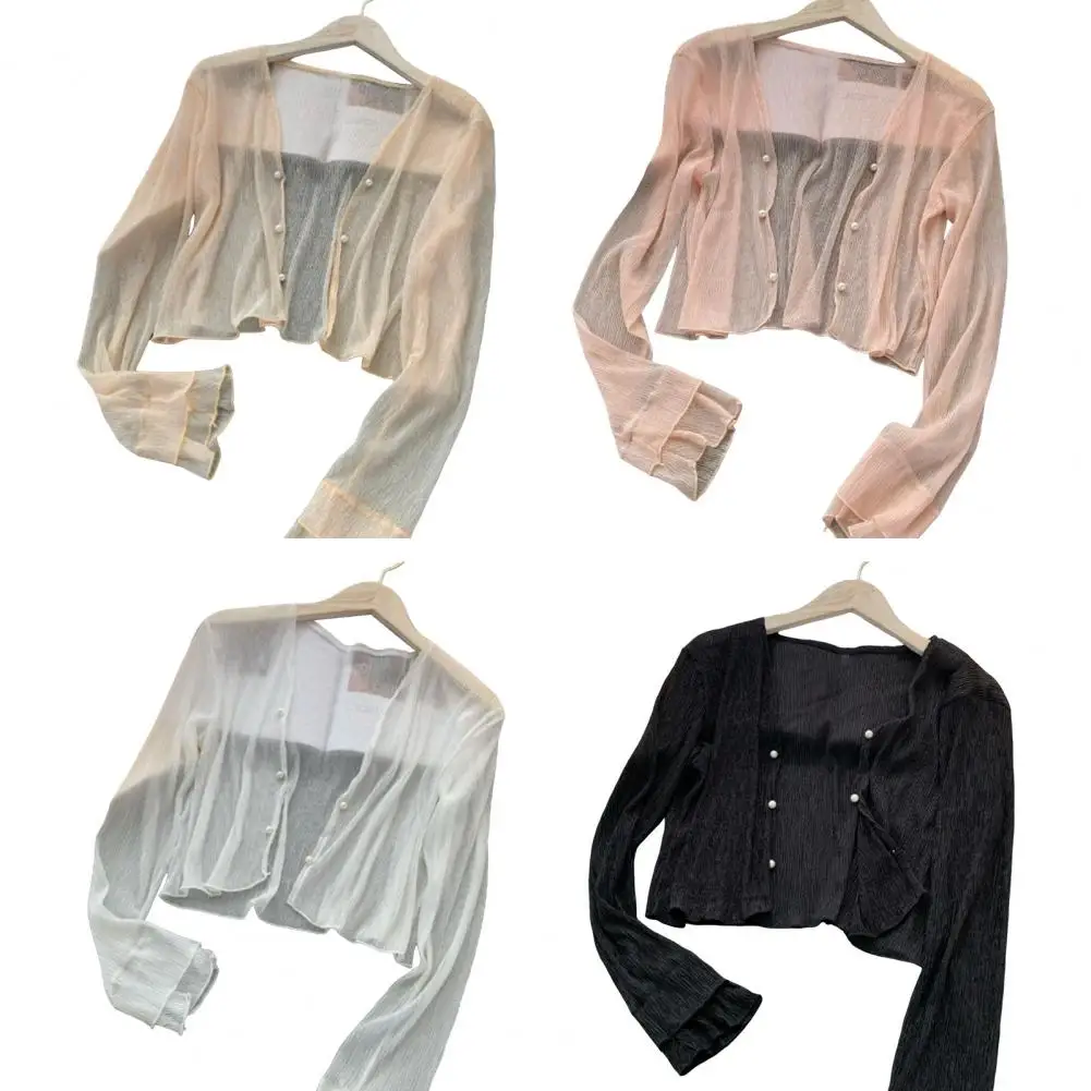 

Jackets Women Summer Sun-proof Coats Thin Loose See Through Outerwear Outwear Lightweight Clothes Black Beach Cover Up