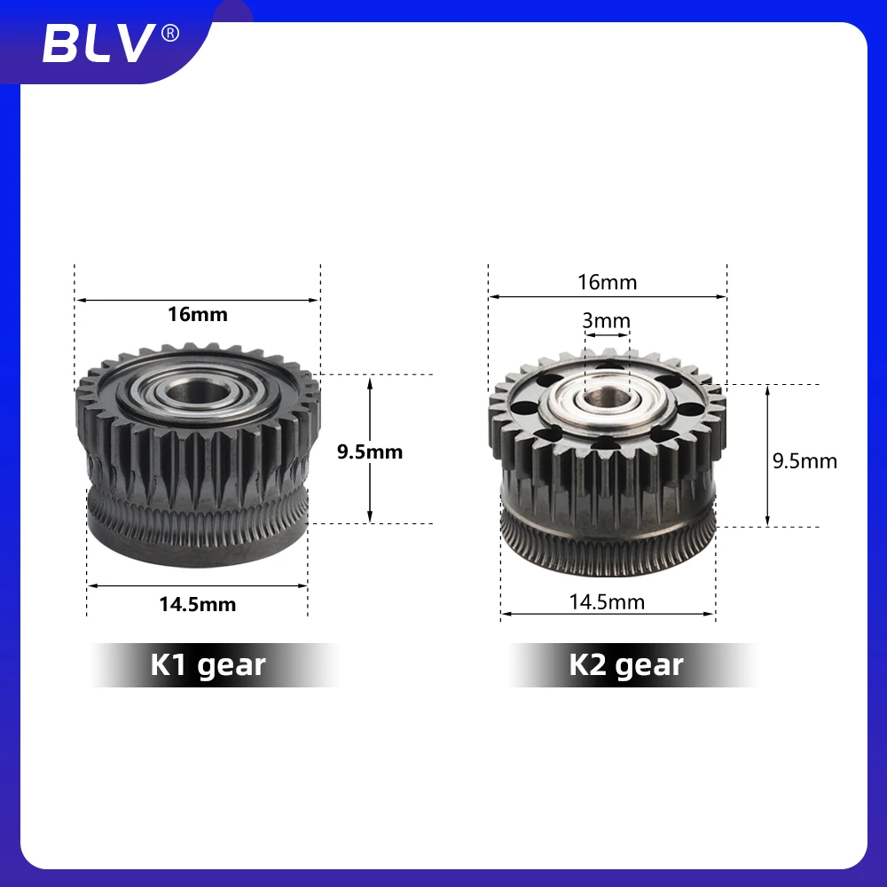 BLV? ®   Creality K2 Plus 3Dプリンター用押出機ギア、全金属フィラメント駆動ギア、Creality K2 Plus DLCコーティング押出機ギア