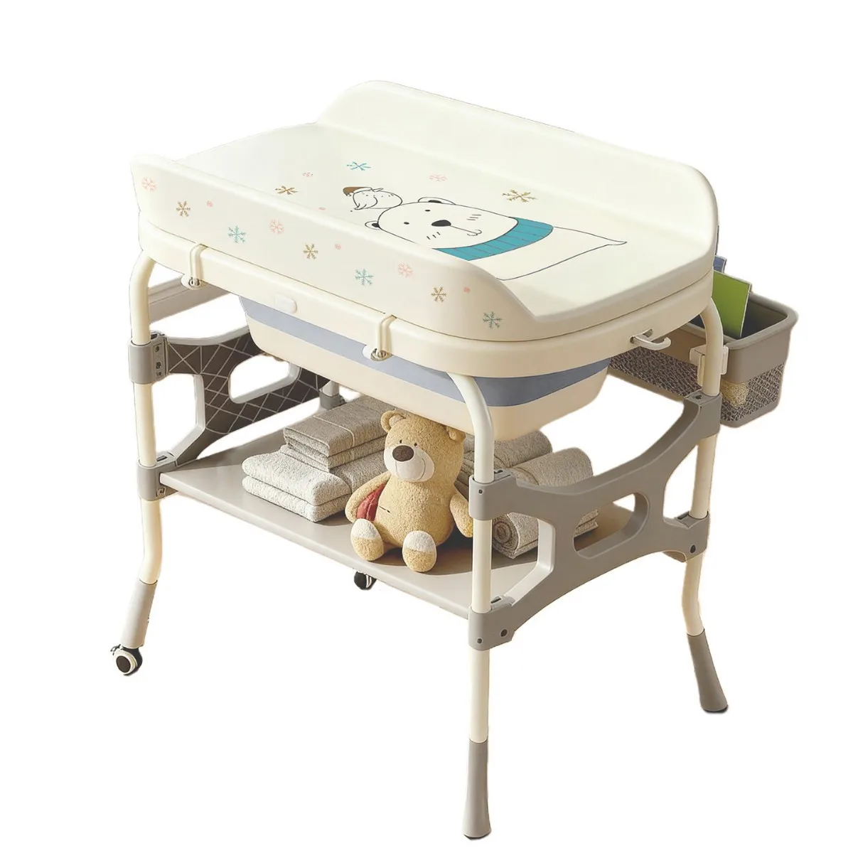 Picture 4: Babyfond 3-in-1 Diaper Table Baby Care Table Newborn Changing Table Massage Touch Baby Multifunctional Foldable