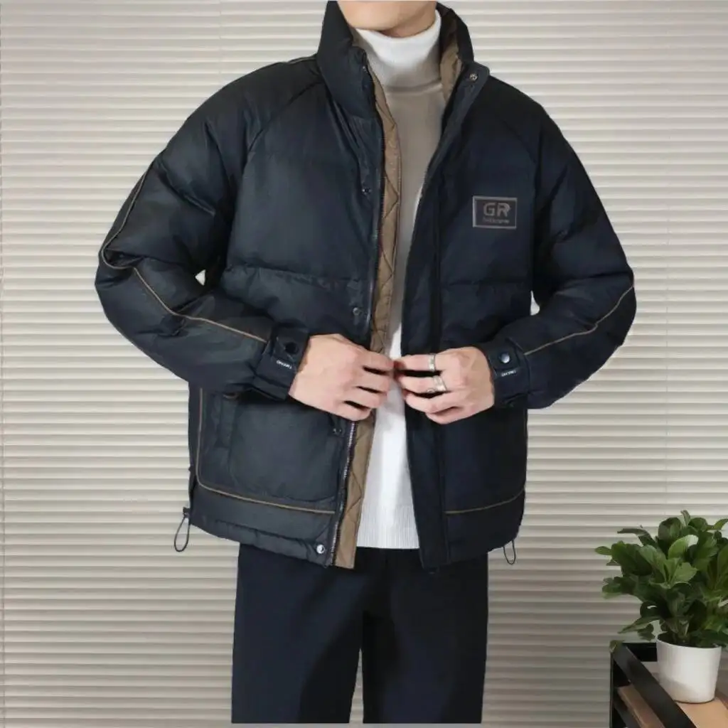 Men's Down Jacket Winter 2025 Trendy Handsome Sportwear Thick Warm Coats Male Outdoor Stand Up Collar White Duck Donw Jacket