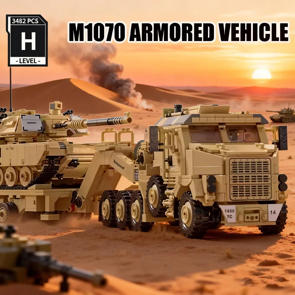 Military WWW2 US Series M983 Missile vehicle M10170 Tank Transport Vehicle Armored Vehicle Difficult Building Blocks Toys Puzzle