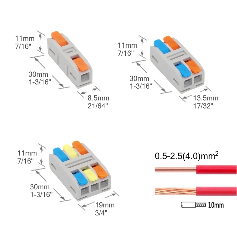 Mini Fast Wire Connector 1Pin 2Pin 3Pin Spliceable Hard Wire Direct Insertion Multi Input And Multi Output Fast Wiring Terminal