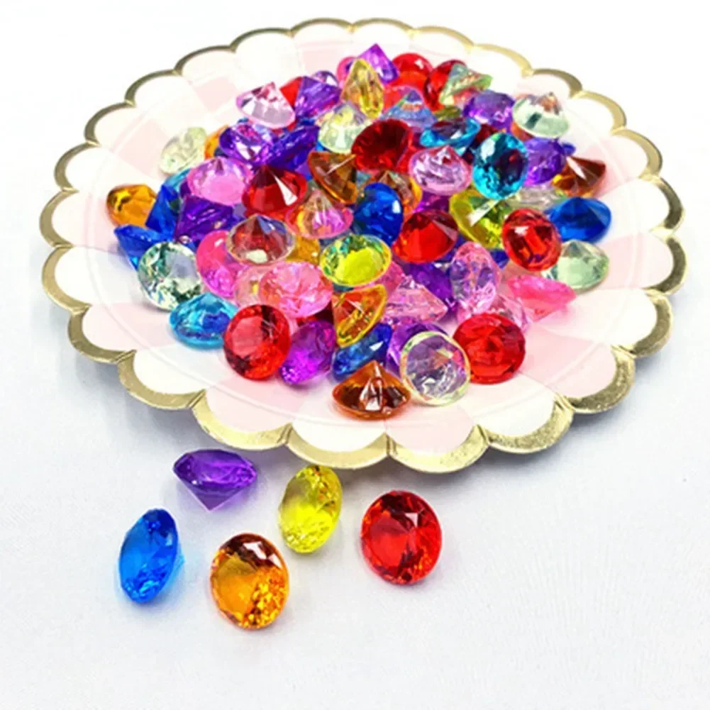 100pcs Gems Diamond Jewels Treasure Chest Pirates Filler Props Party Confetti Wedding Christmas Decoration Gifts 2cm