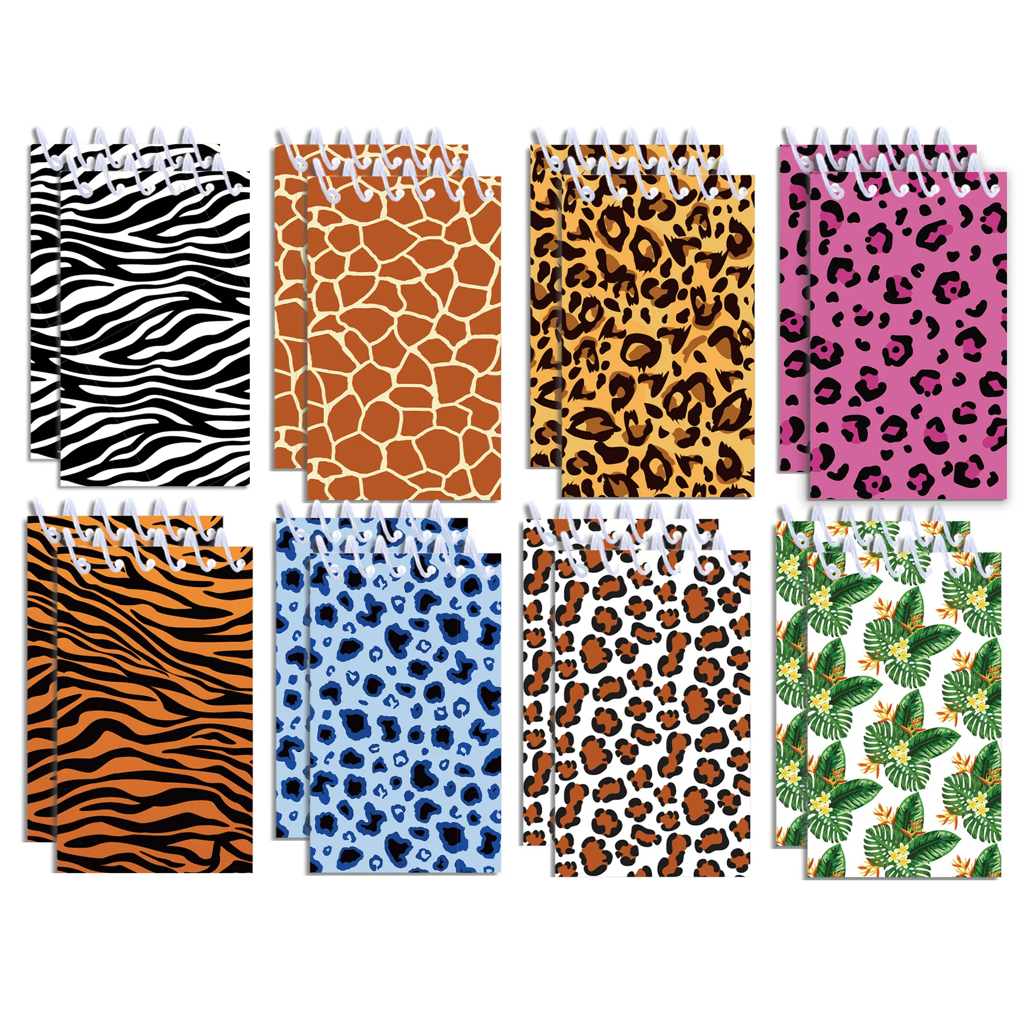128 Pages Leopard Print Mini Spiral Pocket Notebooks Memo Pad Coil Booklet Notepads For Office Stationery School Diaries