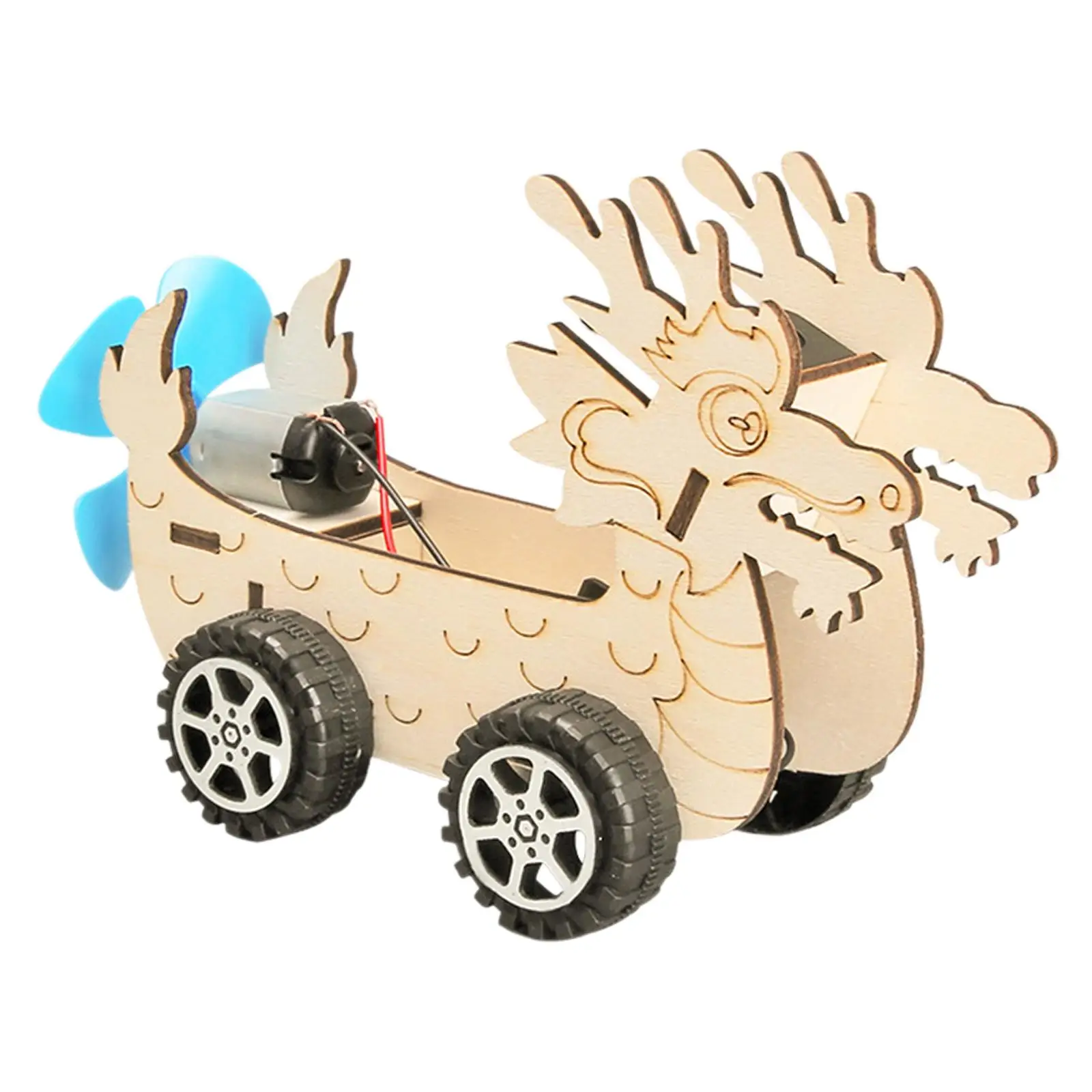 Set di esperimenti scientifici fisici Dragon Boat Wind Power Car accessori in legno esperimento scientifico giocattolo per bambini ragazzi ragazze regali