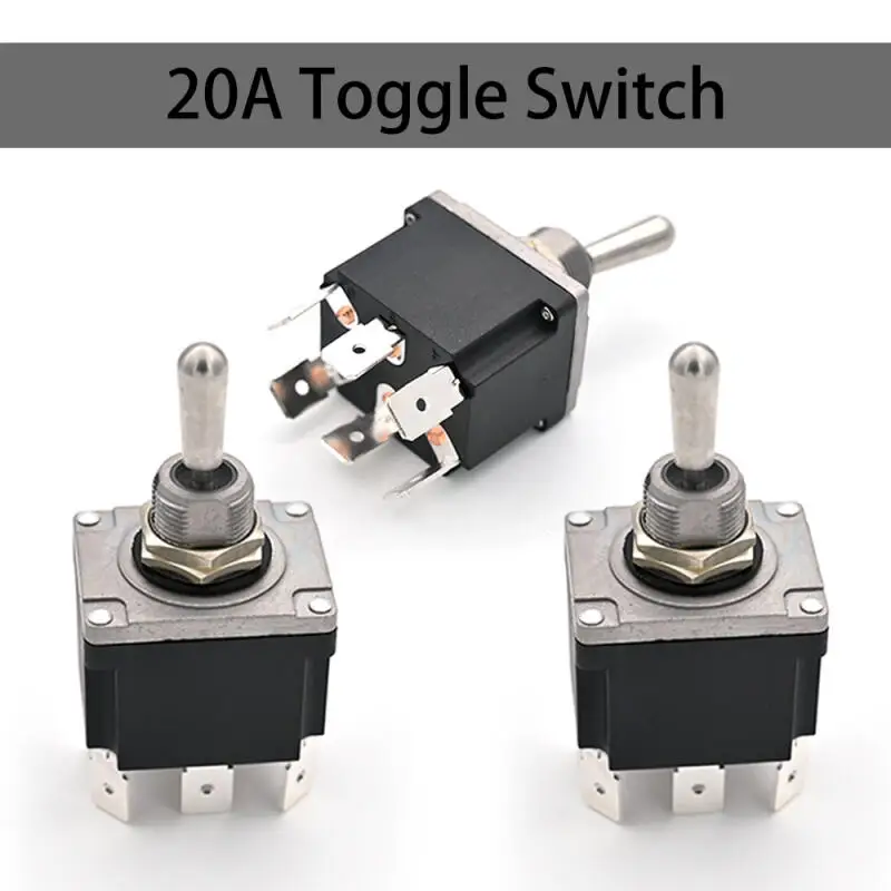 1PCS SPDT ON-OFF/ON-OFF-ON Metal Toggle Switch Two Color LED 4/6Pin Latching IP67 Waterproof Industrial Rocker Switches 12-24VDC