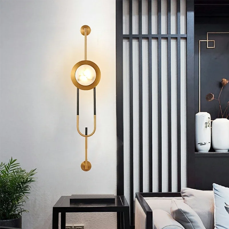 

Modern Light Luxury Living Room Background Wall Light Luxury Wall Sconce Designer Villa Bedroom Aisle Long Pole Wall Lamp