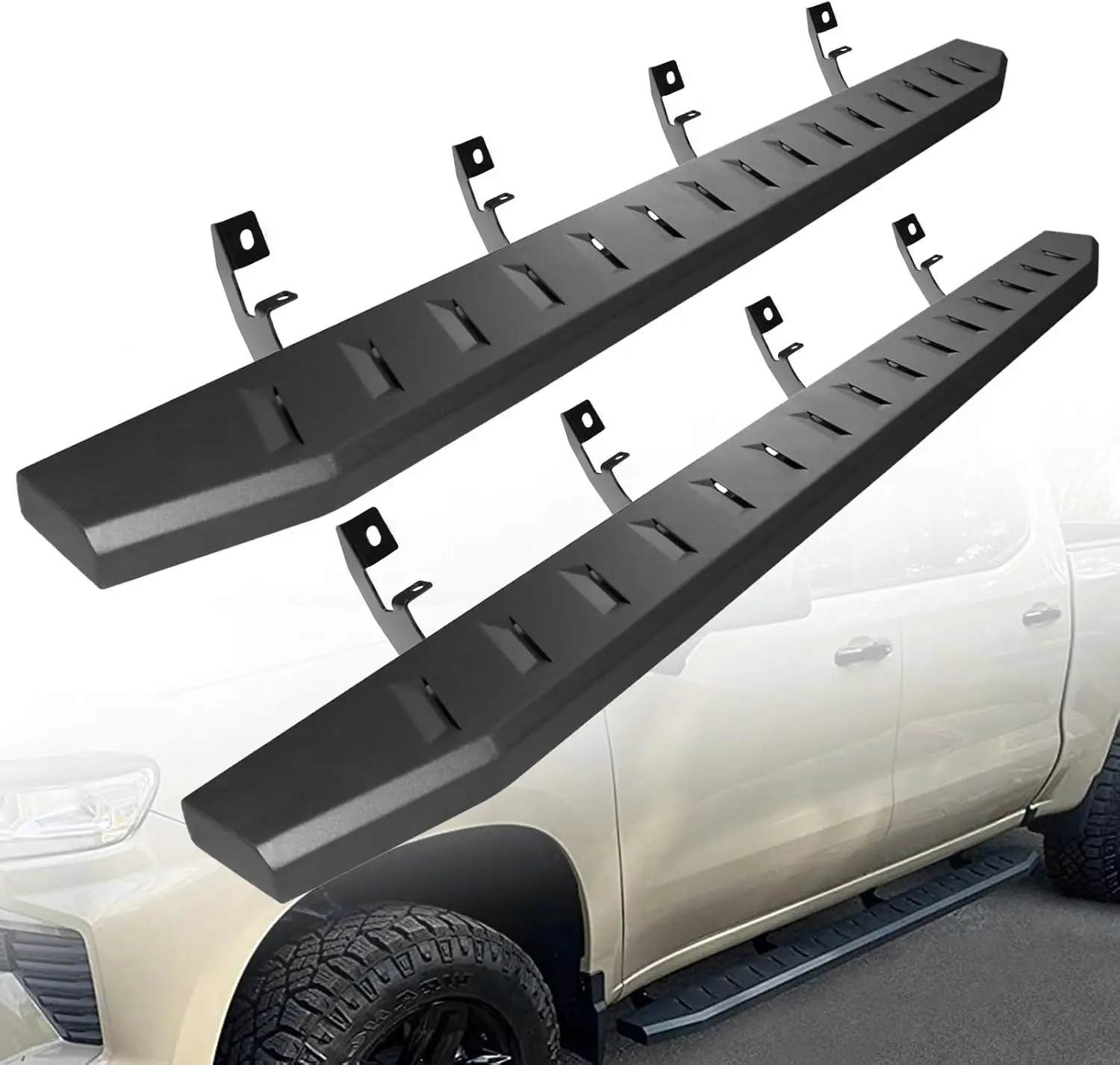 

6-дюймовые черные подножки Custom Fit 2022-2025 Toyota Tundra Crew Max Cab, боковая ступенька, Nerf bar, текстура, сверхмощная