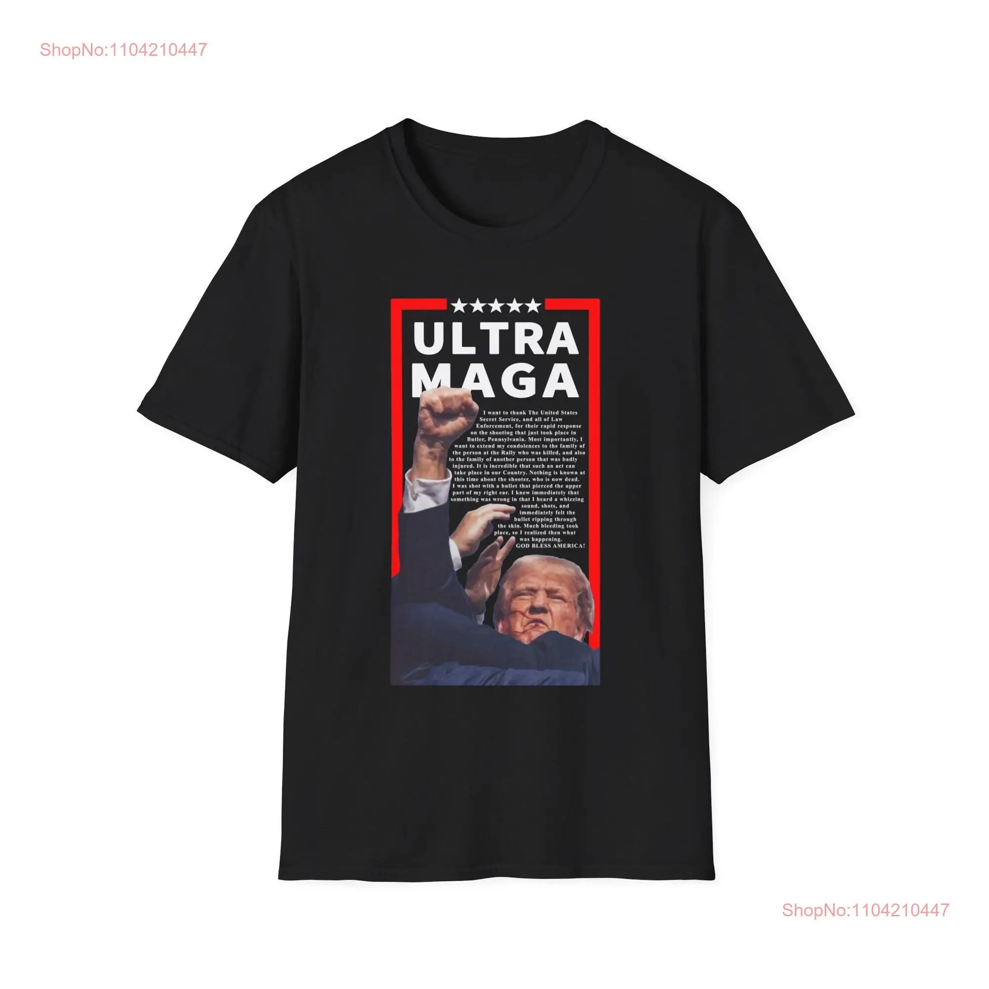 

Trump's Powerful Response to Butler Rally Tragedy T Shirt long or short sleeves