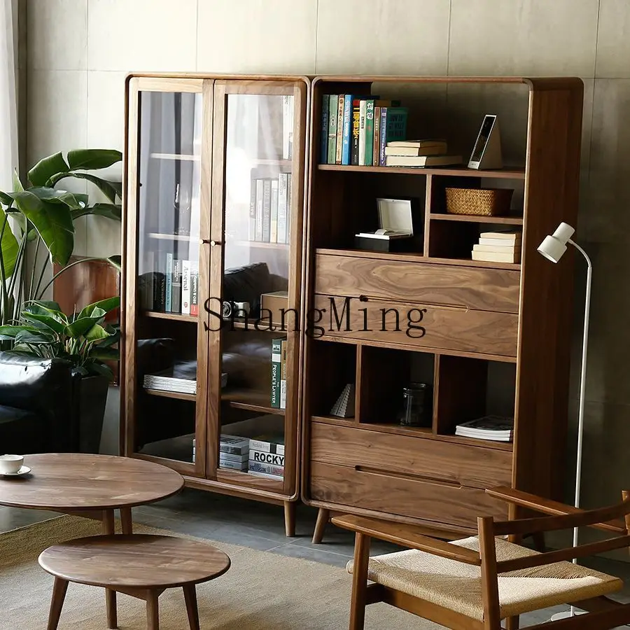 

SM home high-end sense all solid wood simple storage locker living room bookshelf bookcase