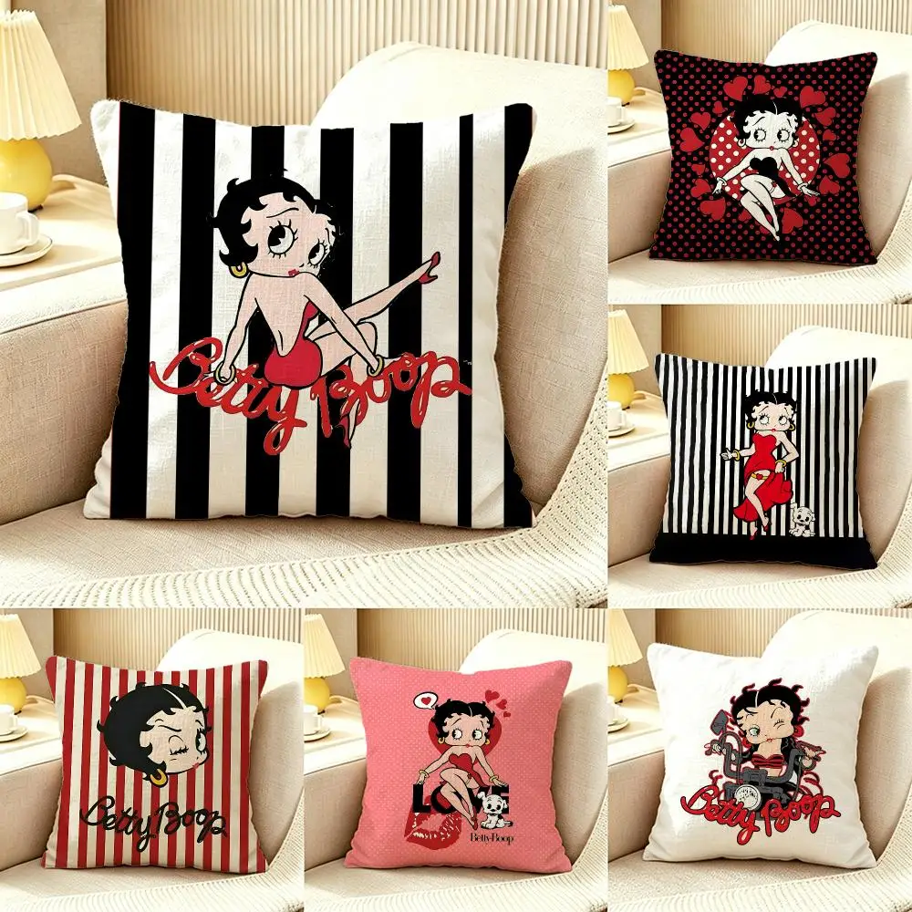 Character Betty Boop Cushion Cover Pillow Cover Nordic Minimalist Throw DoubleSided Print Cushion Case for Sofa Bedroom Decor