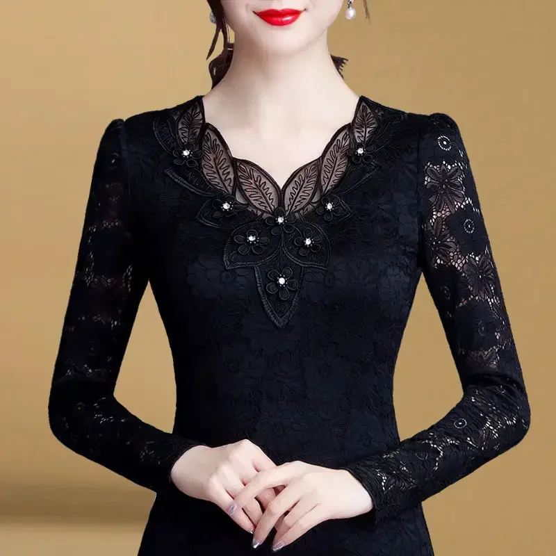 

Women Blouse Women's Lace Autumn Winter Long Sleeves Top Blusas Ropa De Mujer