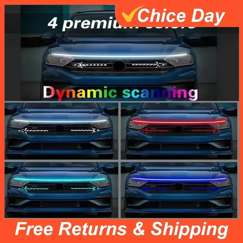 

Starting LED Car Hood Light Strip Auto Engine Hood Guide Decorative Ambient Lamp 12v Modified Car Daytime Running Light Amagi