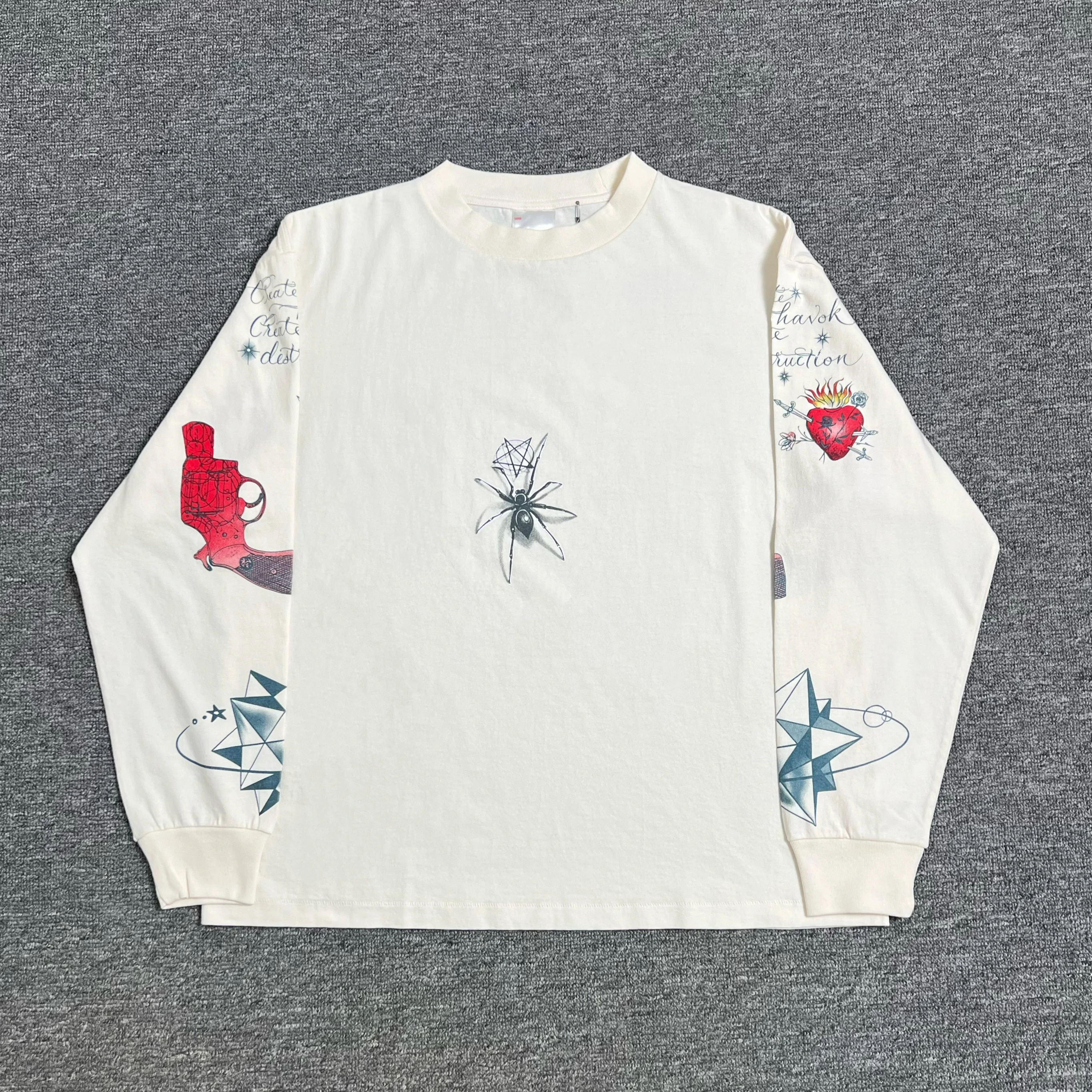 

Saint Mxxxxxx X Dr Woo DWLS TEE Tattoo Collaborative Long Sve Tattoo Design Cotton Youth Casual round Ne T-irt