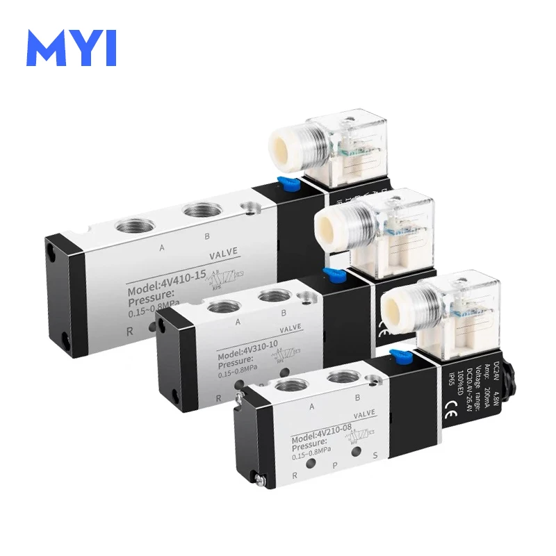 4V110 4V210 4V310 Pneumatic Electric Solenoid Valves 5 Way 2 Position Control Air Gas Magnetic Manifold Valve Group Set