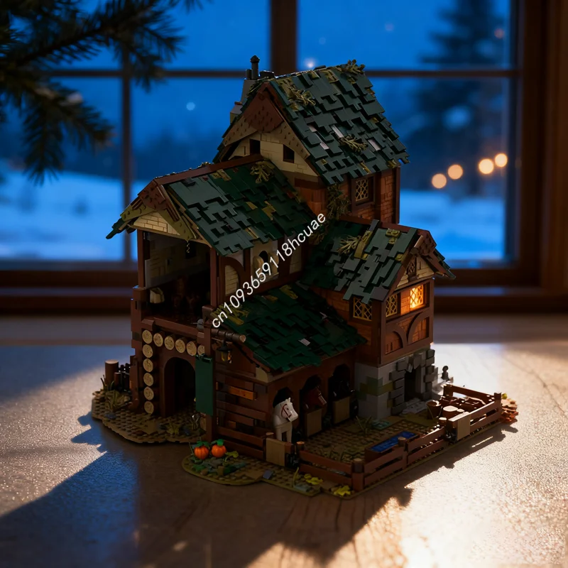 

4121 шт. MOC средневековая модель БАРН, модульная модель, строительные блоки, сделай сам, креативная игрушка, образование, детский рождественский подарок на день рождения