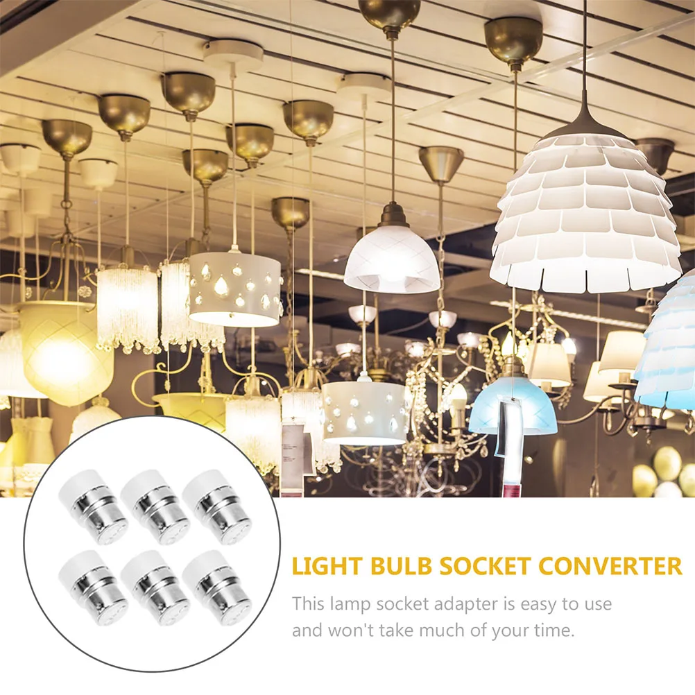 

6pcs to E14 Lamp Adapter Bulb Holder Socket Lightbulb Plug LED Convert Outlet Converter White Safe Anti Burning PC Copper