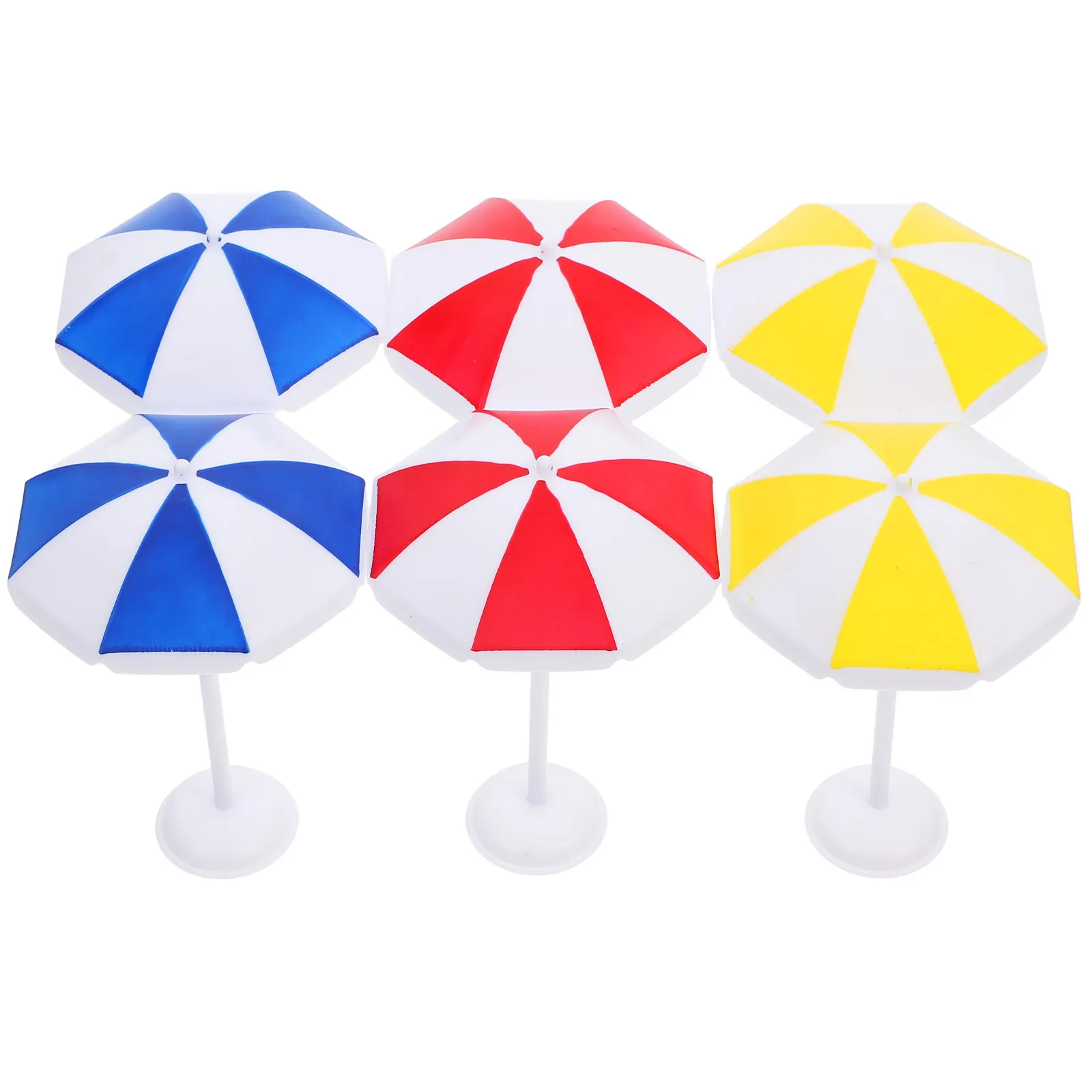 

6Pcs Mini Beach Sun Umbrella Set Miniature Parasol Decoration for Dollhouse Mini Garden Bonsai Terrarium Aquarium Party Home