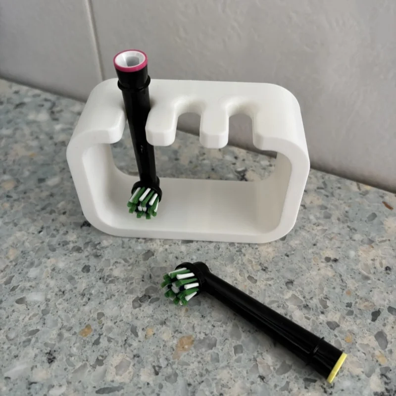 1pc Single Toothbrush Holder, Bathroom Storage Solution, Accommodates Three Toothbrush Heads, in White Color