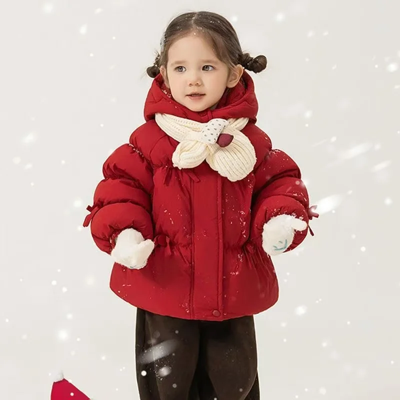 

Children's Cotton Coat Hooded Winter 2026 New Style Baby Girl Thick Cotton Jacket Outerwear 80-130cm