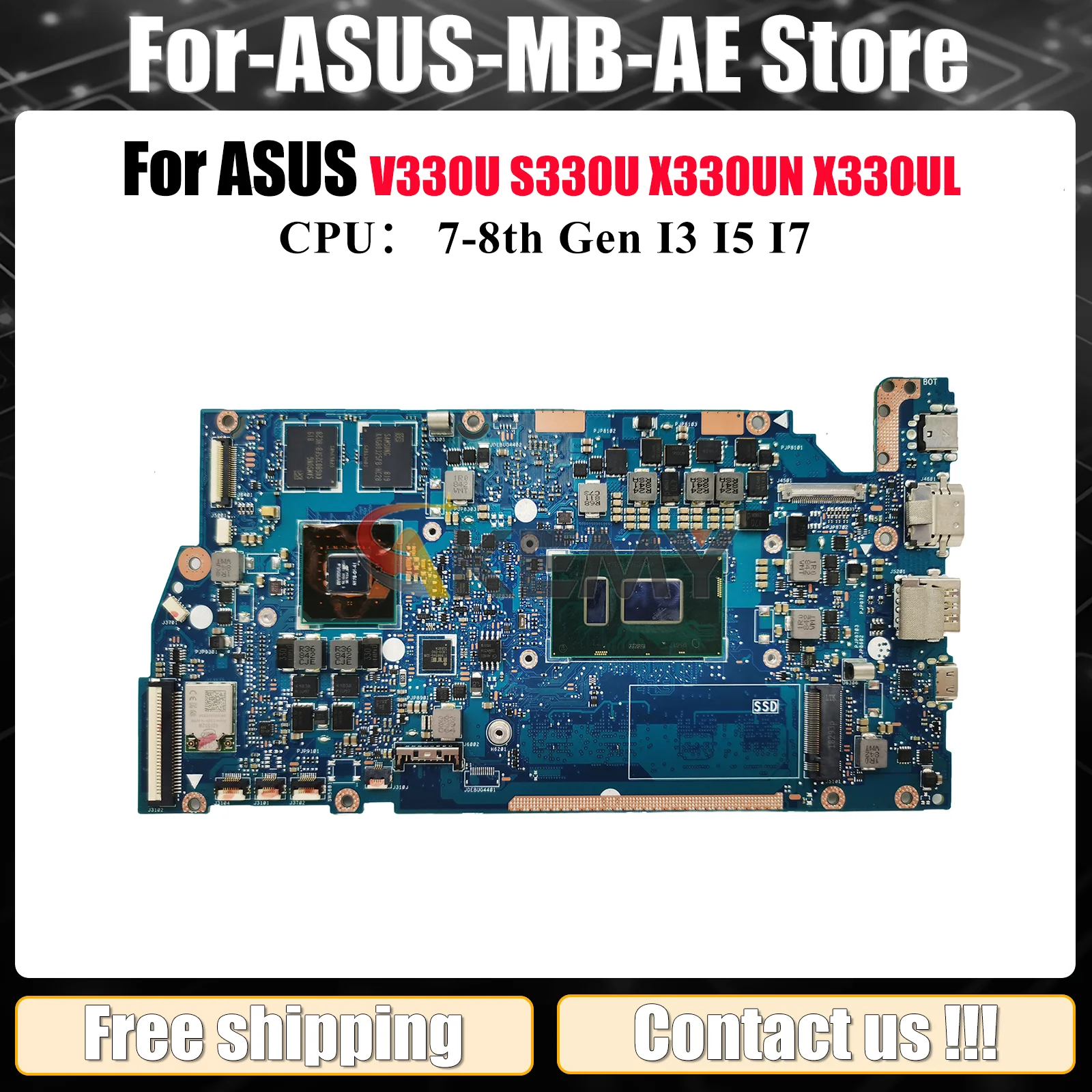 

X330UN Материнская плата для ноутбука ASUS VivoBook S330U X330UF V330U I330U ADOL13U R330U X330UL K330U X330U Материнская плата с процессором I3 I5 I7
