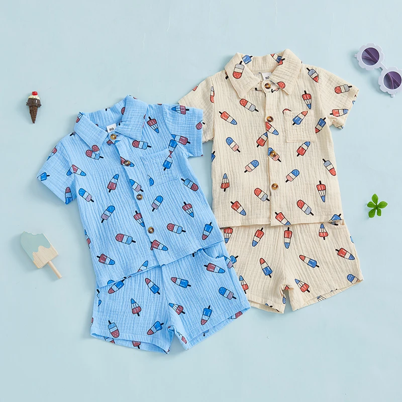 Toddler Boy 4th of July Ice Cream Outfit Set