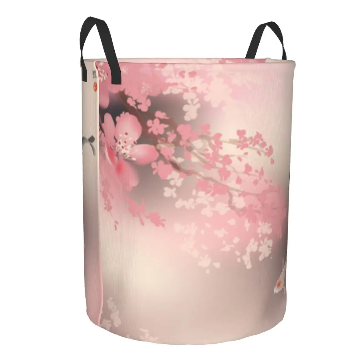 Sacred Koi Carps And Spring Sacura Blooming Laundry Basket Folding Dirty Clothes Toys Storage Bucket Household