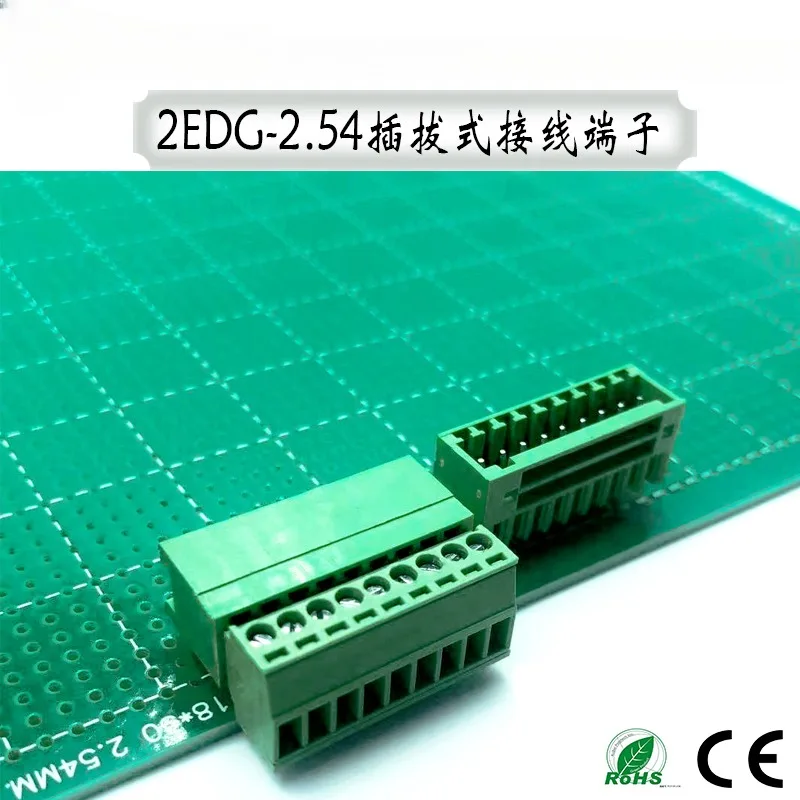 10pairs 2EDG-2.54mm/15EDG-2.5mm 2P-24Pin Plug-In Terminal Screw Wiring PCB Terminal Straight Bending Needle Base for Electronics