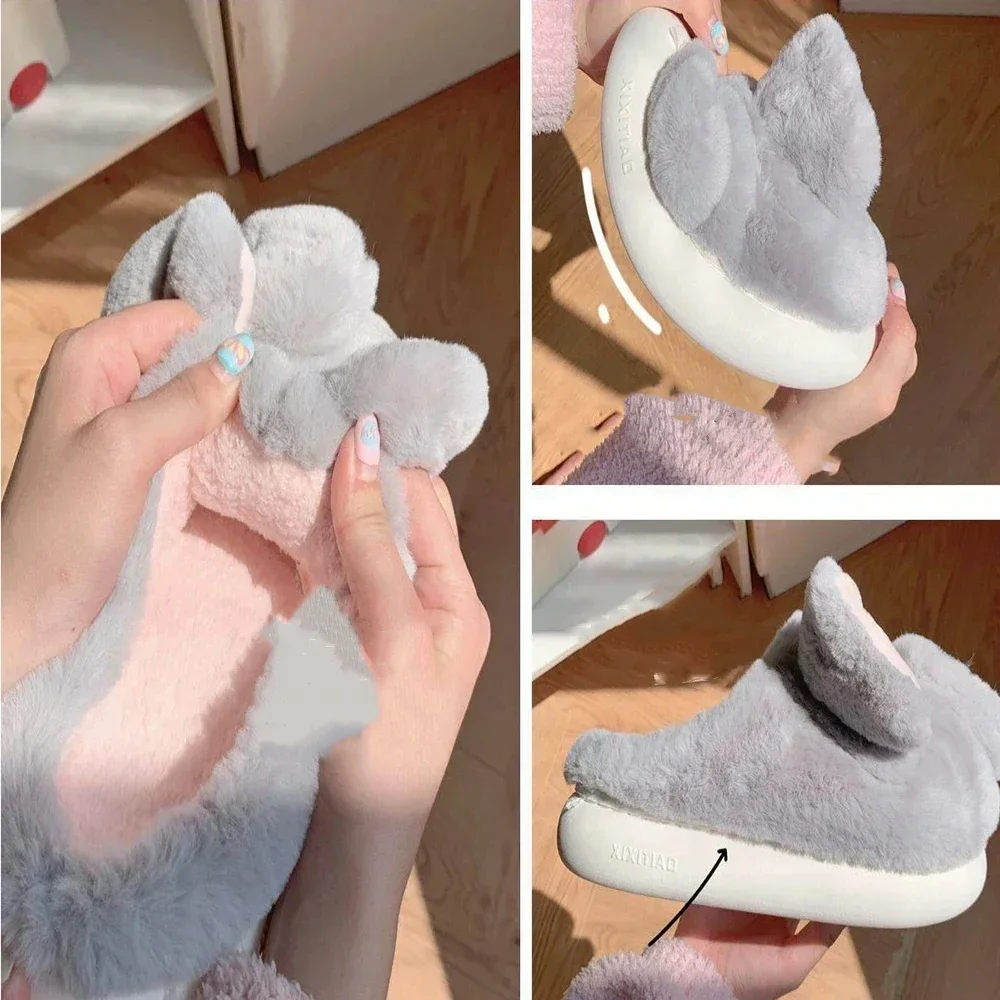 Pantofole invernali in cotone da donna per la casa suola morbida comode pantofole in peluche simpatico elefante antiscivolo Baotou scarpe da coppia addensate