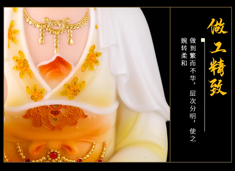high grade goddess Avalokitesvara Guan yin PUSA buddha color drew jade statue home family safety health efficacious Talisman