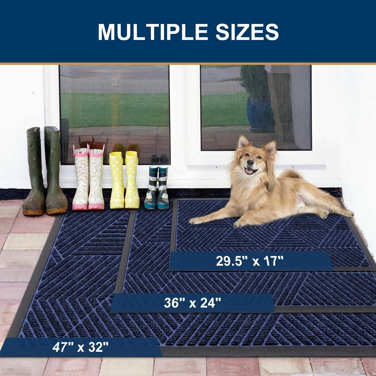 Kitinjoy Front Door Entrance Mat Heavy Duty Natural Rubber Mat Easy Clean Low Profile Doormat Indoor Outdoor House Doormat Decor