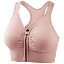 Hollow Front Zipper Push Up Bra Wireless Sports Bras For Women Shock-proof Running Vest Underwear Lingerie