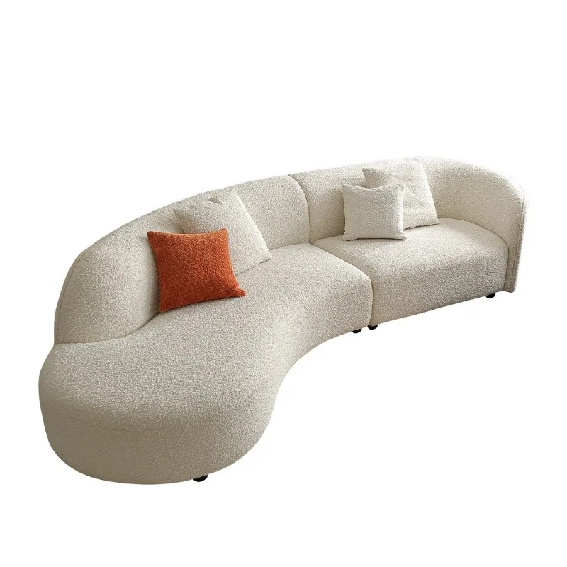 

Fabric sofa living room cream wind beauty salon clothing store bed and breakfast rest area curved office technology cloth