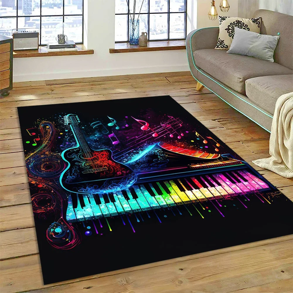 Colorful Musical Note Music Score Cartoon Carpet Rug for Home Living Room Bedroom Sofa Doormat Decor,Kids Area Rug Non-slip Mat