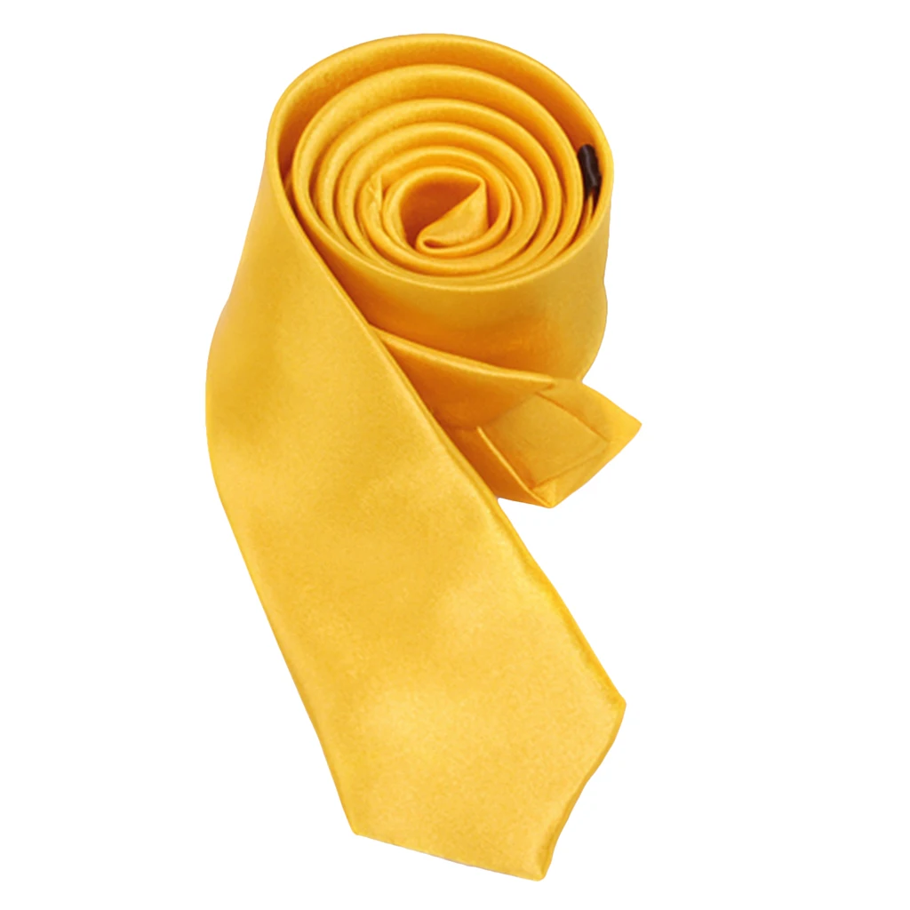 Trendy Men’s Skinny Tie Golden Yellow Narrow Necktie for Office Wedding and Professional Outfits