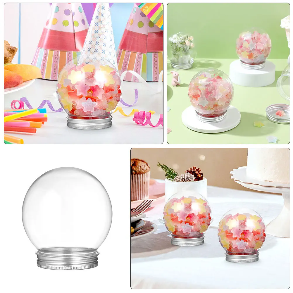 

9pcs Candy Jar Clear Plastic Snow Globe Diy Kit 270Ml Fillable Globe Craft Holiday Decor Snowglobe Ornament Replacement Parts