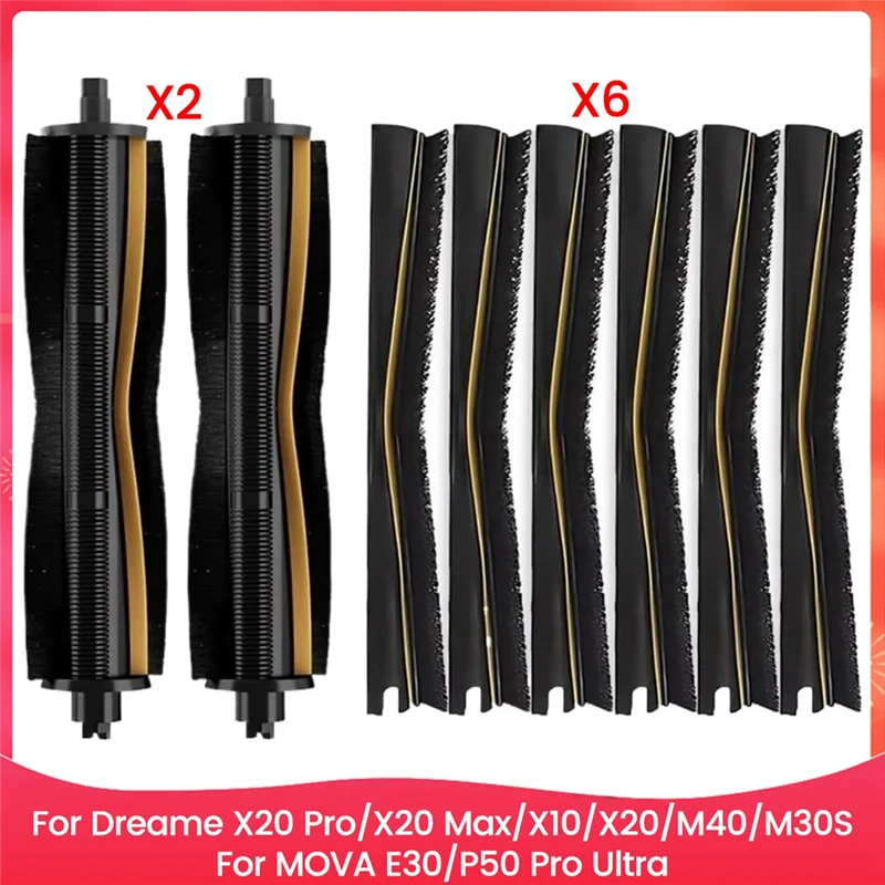 

A84G-Roller Brush Scrape Strip Kit For Dreame X20 Pro/X20 Max/X10/X20/M40/M30S MOVA E30/P50 Pro Ultra Vaccum Attachment