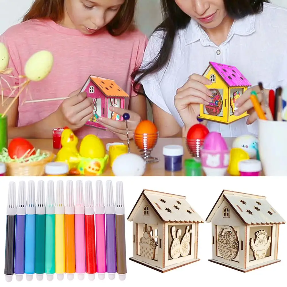 6 шт. DIY Пасхальный деревянный дом подвесные украшения товары для рукоделия креативные пасхальные украшения незавершенные деревянные украшения для дома и вечеринки