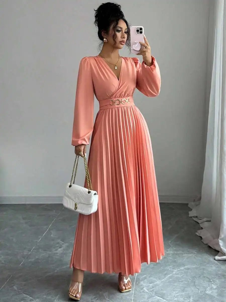 Elegante abito plissettato, adatto per il ritorno a scuola, compleanni, matrimoni, Natale