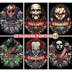 AB Diamond Painting 5D Cartoon Halloween Killer Horror Mosaic Rhinestone Gifts Cross Stitch Zestaw do haftu DIY Craft Home Decor