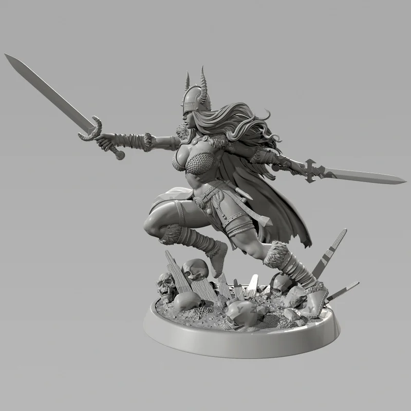 

55 мм 70 мм Фигурка модели из смолы Викинг Женский воин Gk Микро Миниатюрная 3d Печатная белая модель игрушки в разобранном и неокрашенном виде