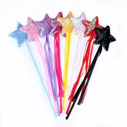 1Pcs Butterfly Star Sequin Fairy Wand Magic Stick Rod Ribbon Tassel Girl Party Princess Cosplay Prop Birthday Gift Wedding Decor