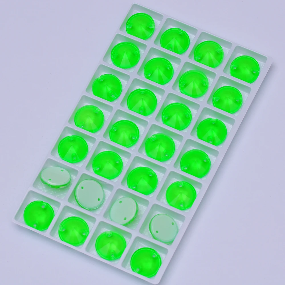 Glas K9 Neon Rivoli Neue Strass-Kanten mit Facettenschliff Aufnähbare Kristalle Flache Rückseite Steine für DIY-Kleidung – Detail 7