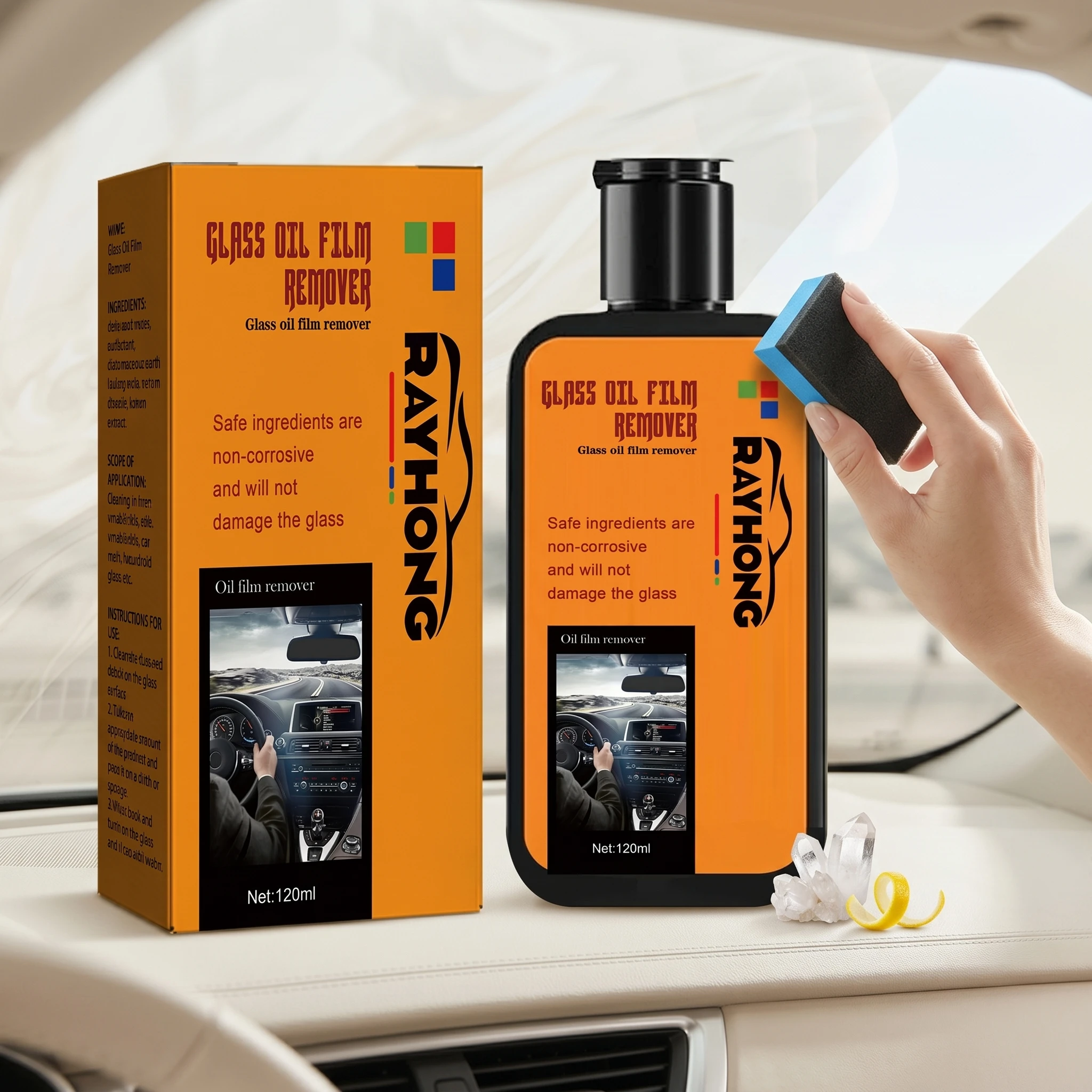 Car Glass Oil Film Remover Cleans Dirt Stains Watermark Enhance Transparency Window Polish Rainproof Compound Windshield Cleaner view 3