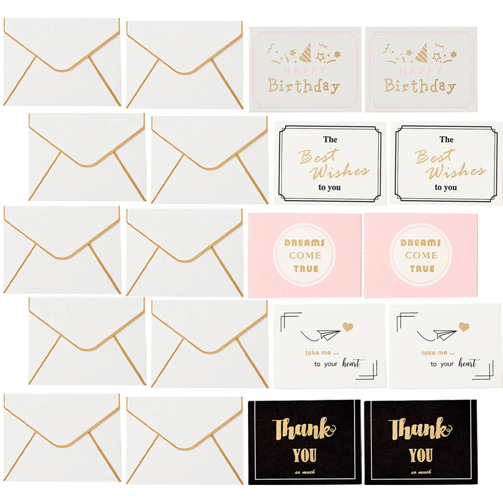 

10Sets Elegant Hot Stamping Greeting Cards Paperboard Birthday Thanksgiving Festival Blessing Cards Party Supplies