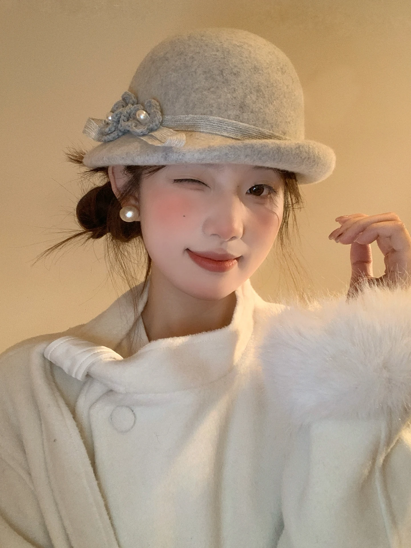 ele-hiver-laine-fierman-chapeau-avec-curl-fene-petit-visage-illusion-tricote-bord-doux-haut-rond-casquette-reglable