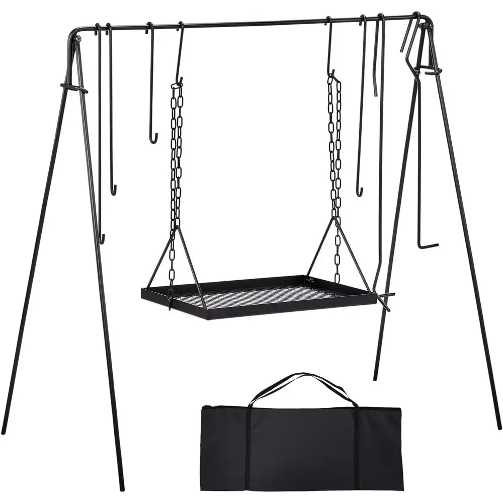 

Portable Iron Grill Stand with Hanging Rack for Camping, Cookware and Dutch Oven