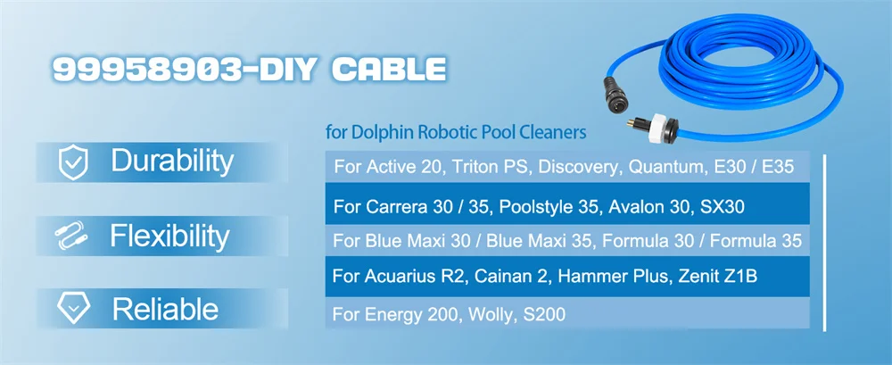 99958903 – DIY-Kabel, 2-Draht, für Dolphin Maytronics Poolreiniger S200, Active 20, Triton PS, Discovery, Quantum – 18 m (60 Fuß) – Detail 4