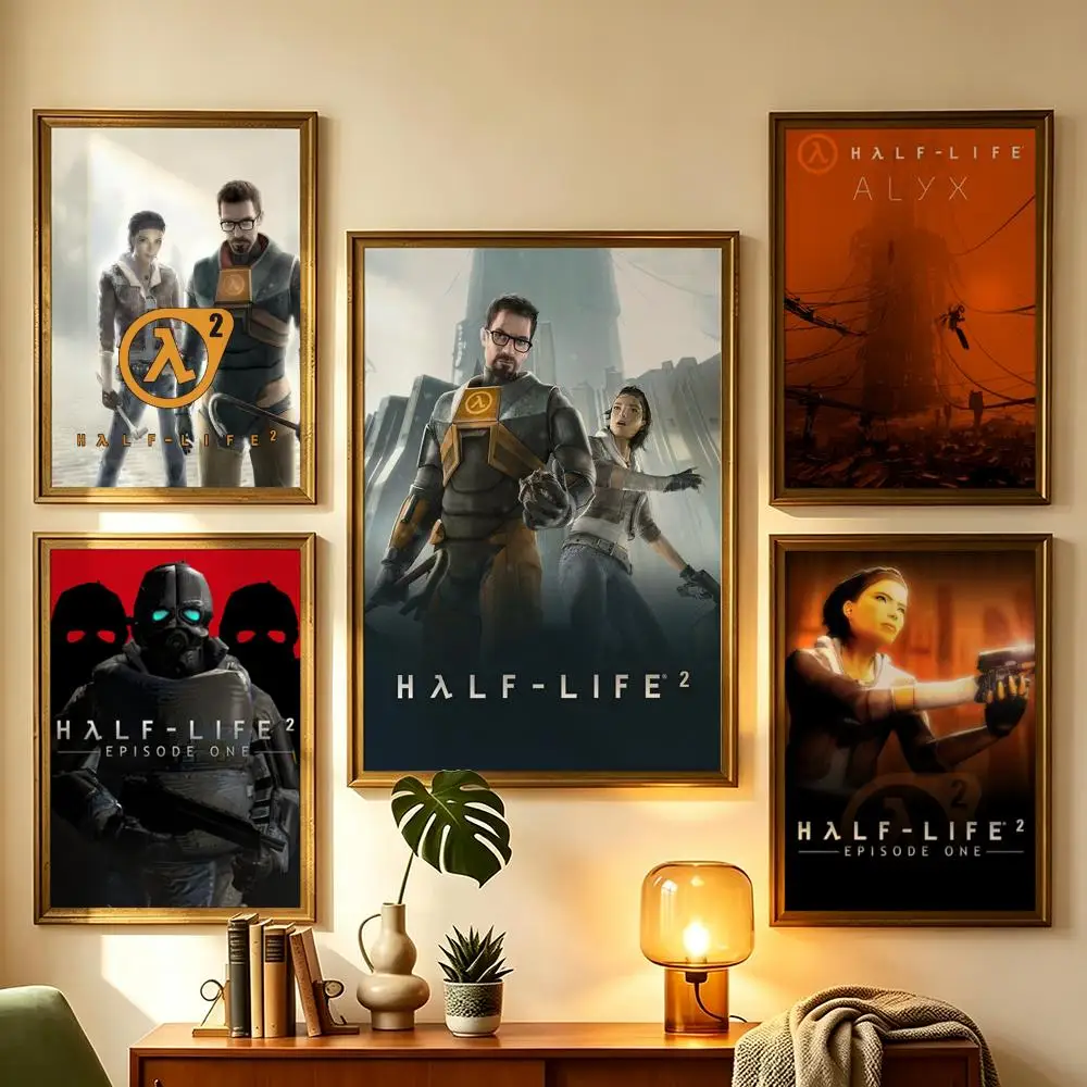 Half-Life Trendy Video Game Self-Adhesive Poster Waterproof Removable HD Print for Bedroom Living Room Wall Decor Poster