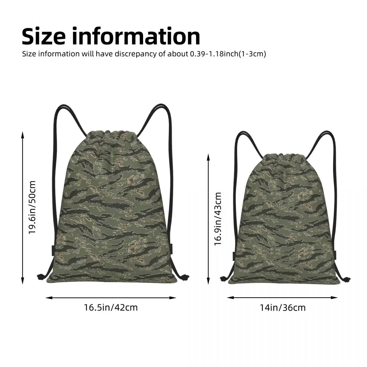 Tiger Stripe Camouflage Drawstring Backpack Sports Gym Bag Camo String Sackpack for Hiking